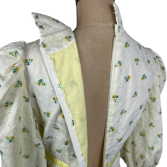 Vintage 1960s handmade pale yellow eyelet floral maxi dress‎ - Picture 13 of 15